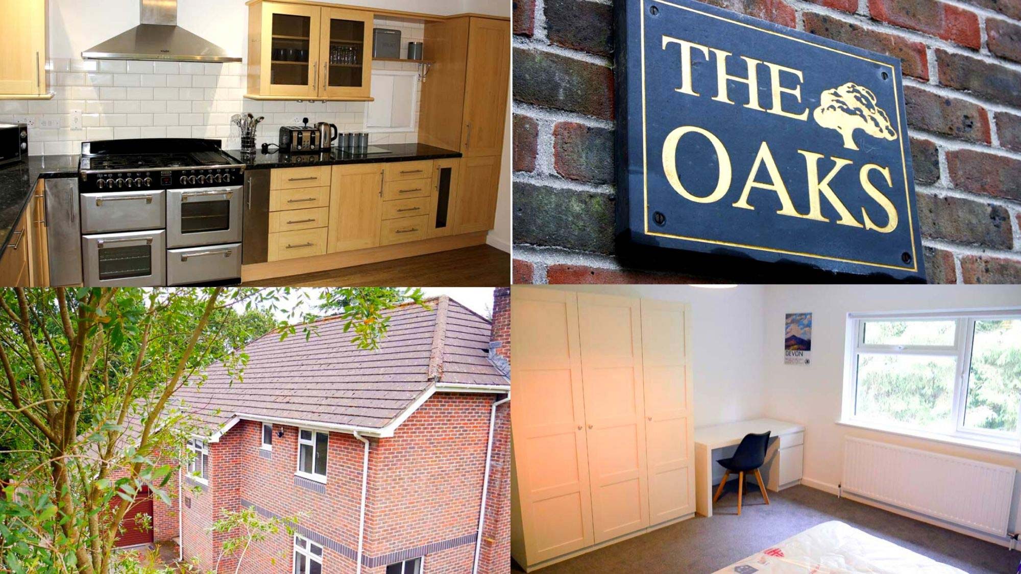 Collage of images from inside and outside The Oaks